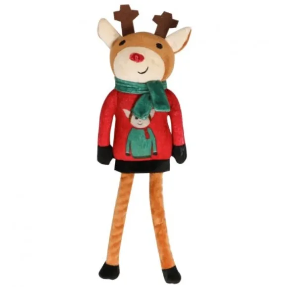 Festive Reindeer Plush Toy With Rope Legs