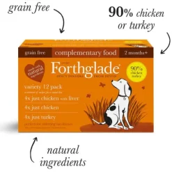 Forthglade Just - Chicken, Turkey & Chicken With Liver Natural Wet Dog Food - Variety Pack (12x395g)